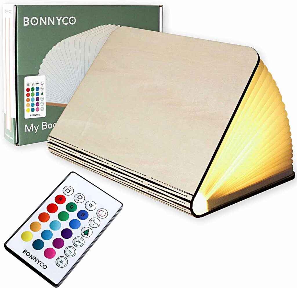 Lampe Livre Led Pliante en Bois, un cadeau noël ado