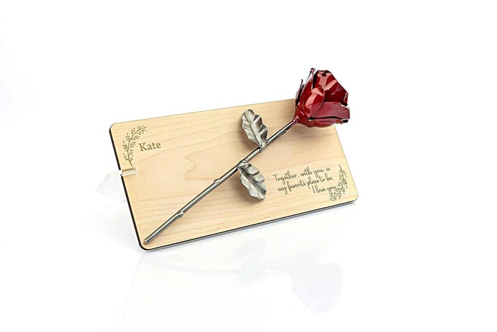 Rose en fer forgé à la main, une idée cadeau noel couple 25 ans