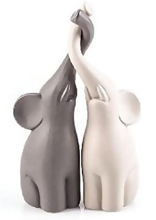 Lot de 2 éléphants amoureux